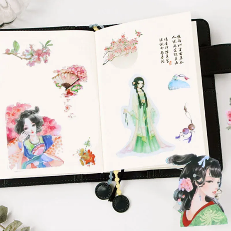 27 шт./пакет в классическом китайском стиле цветы бумажные наклейки миньонов для