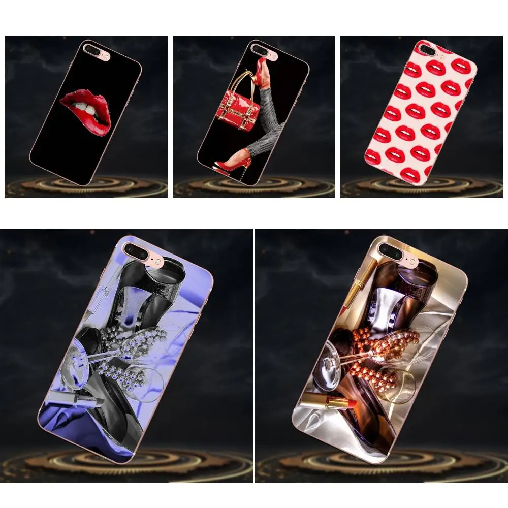 Красное вино стекло красные губы высокий каблук тпу мобильный чехол для Huawei Mate 7 8