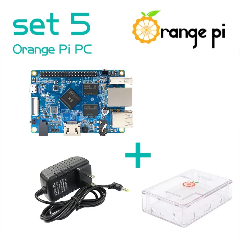 Оранжевый Pi PC SET5: оранжевый Pi PC+ прозрачный корпус ABS+ блок питания поддерживает Android, Ubuntu, Debian