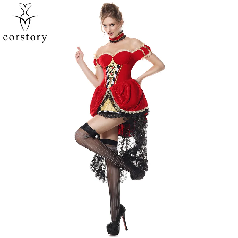 Красное платье-корсет Corstory Deluxe маскарадный костюм на Хэллоуин классический