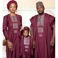 hd african couple dress family parent kid set tops pant 3 pieces father mother boy dashiki women men suits party clothes