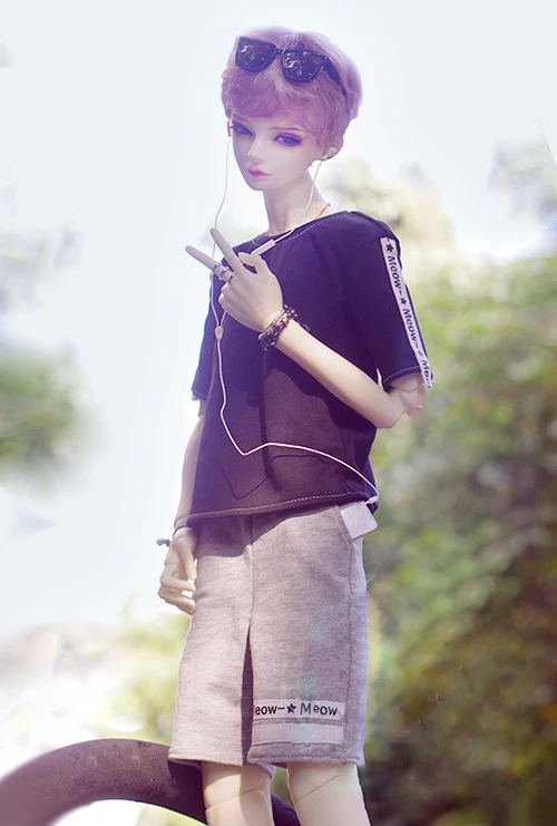 

BJD doll clothes black white T-shirt gray black sport shorts suit for 1/3 1/4 BJD SD DD MDD MSD SD17 doll shirt and