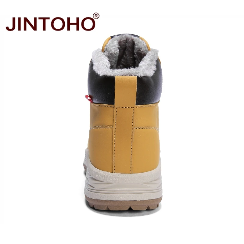 JINTOHO/мужские зимние ботинки больших размеров модные кожаные мотоциклетные в