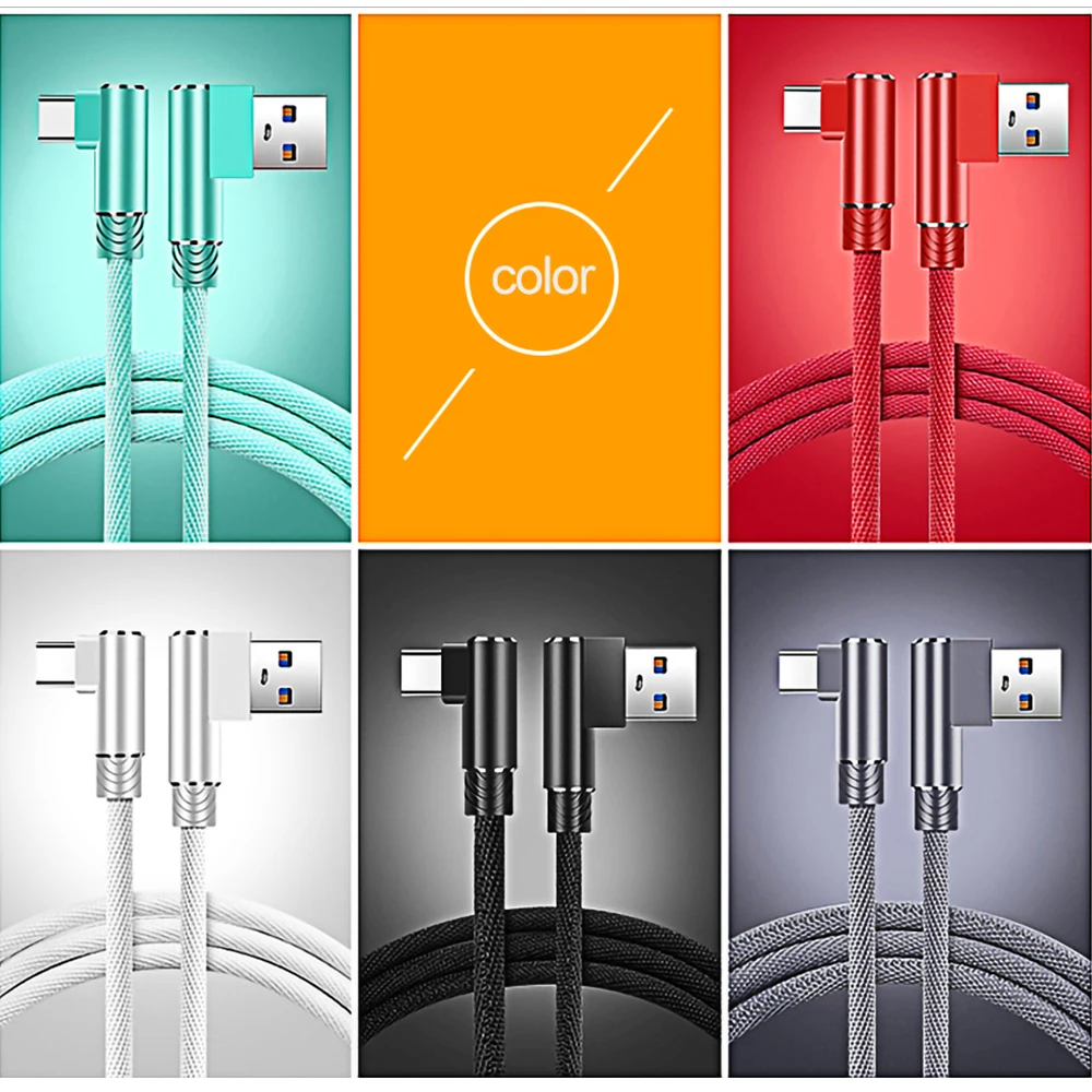 Кабель USB Type C для быстрой зарядки и передачи данных 90 градусов|Кабели мобильных