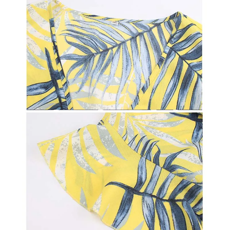 Летнее желтое Цветочное платье WHZHM женское кружевное пляжное в стиле пэчворк с