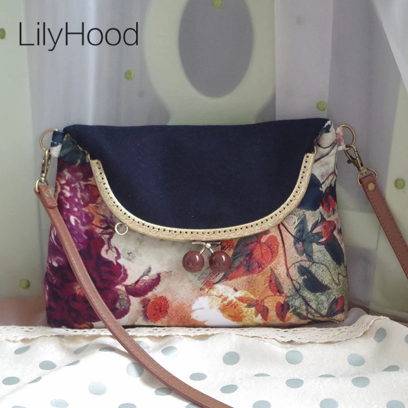 LilyHood Женская Осенняя шерстяная сумка на плечо с цветочным принтом китайская