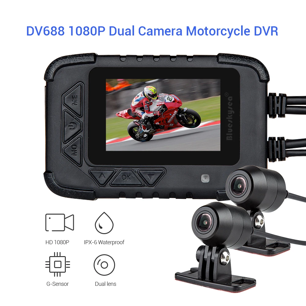 Blueskysea мотоциклетная dvr камера 32GB Двойная Full HD1080P камера s Водонепроницаемая g-сенсор мотоциклетная камера gps Dashcam