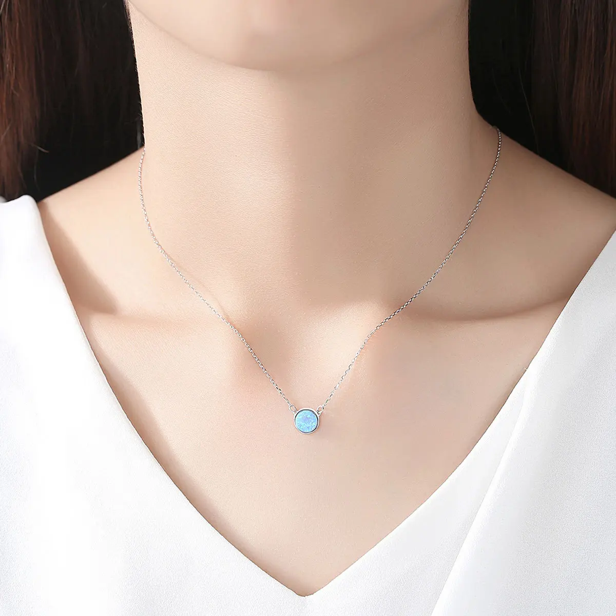 Простое женское ожерелье Opel цепочка из стерлингового серебра S925 пробы для