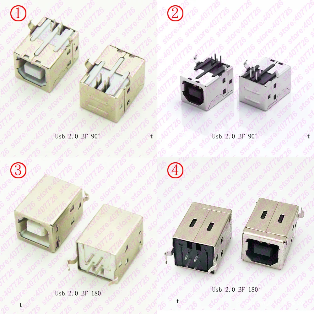 5 шт. USB 2,0 Jack B Тип USB разъем Женский 180 градусов принтер вывод передачи данных зарядный разъем Женский черный/белый