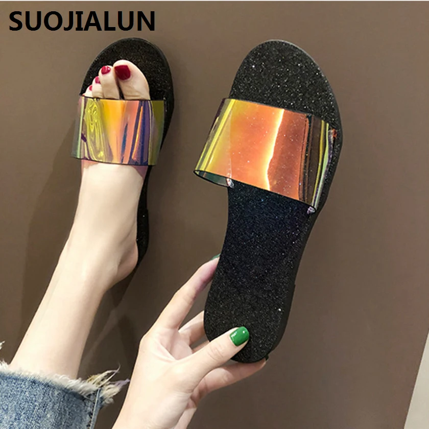 Женские прозрачные шлепанцы пляжные на платформе большие размеры 36 41 лето