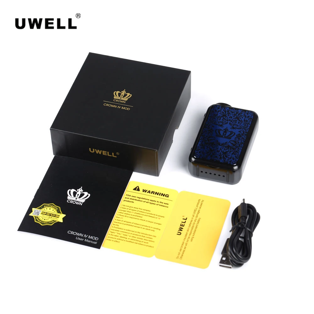 Оригинальный бокс мод Uwell Crown 4 мощность 200 Вт без 18650 для вейпа бак электронная