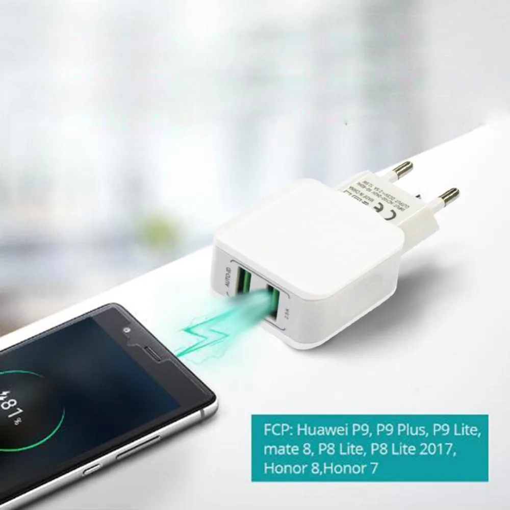 Стильный 2USB Quick Charge 12 5 W 2.5A защитное зарядное устройство для iPhone быстрой зарядки