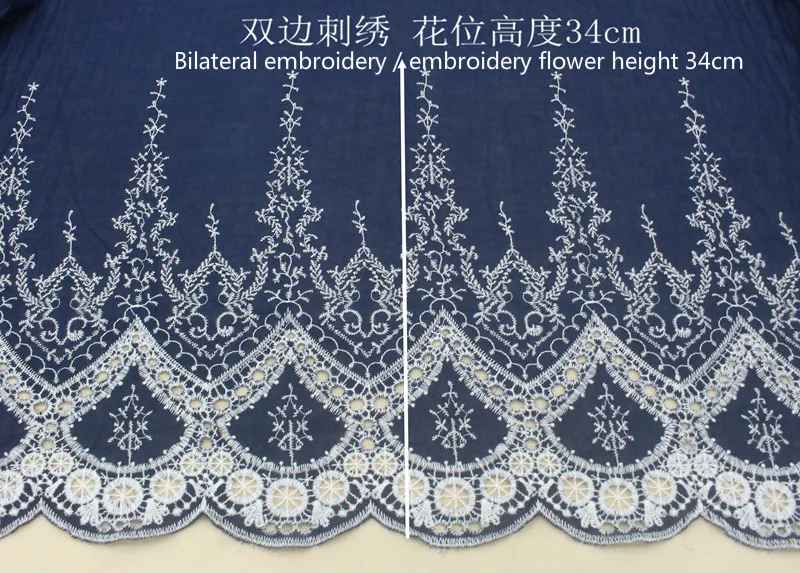 Cotton Cloth Lace Fabric Positioning Bilateral Embroidery 138CM DIY Fabric Baby Clothes Skirt Home Textile Accessories