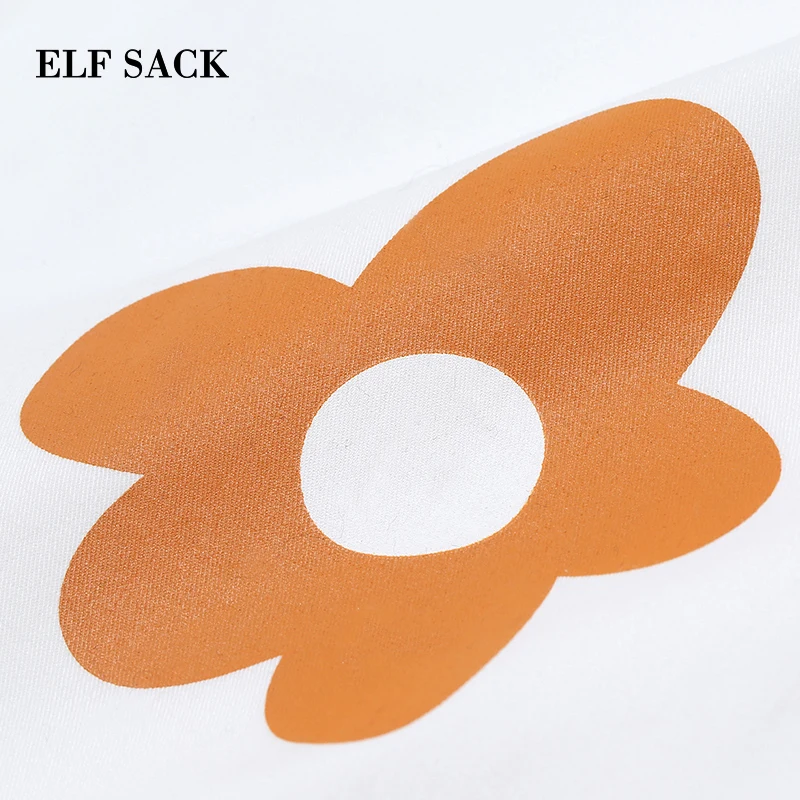 Женские хлопковые брюки ELFSACK повседневные до щиколотки с цветочным принтом со