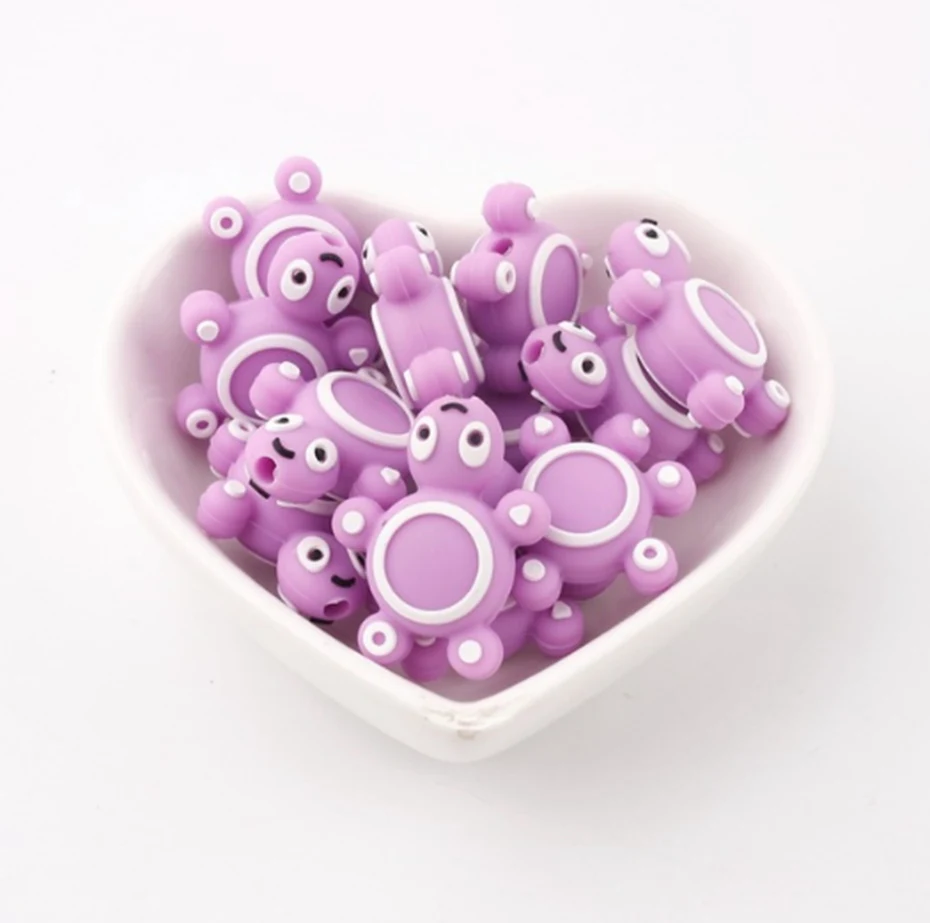 Tortoise Purple 3 шт. силиконовый бисер ребенок прорезывание зубов мини черепаха прекрасный мини черепаха BPA бесплатно DIY пустышка цепь клип жевательный ребенок прорезыватель - Цвет: Tortoise Purple