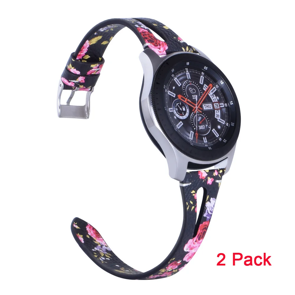 Модный кожаный ремешок для samsung Galaxy Watch 20 мм 22 мм ремешок из натуральной кожи браслет 2 упаковки для samsung gear S3 Frontier - Цвет ремешка: BlackPink