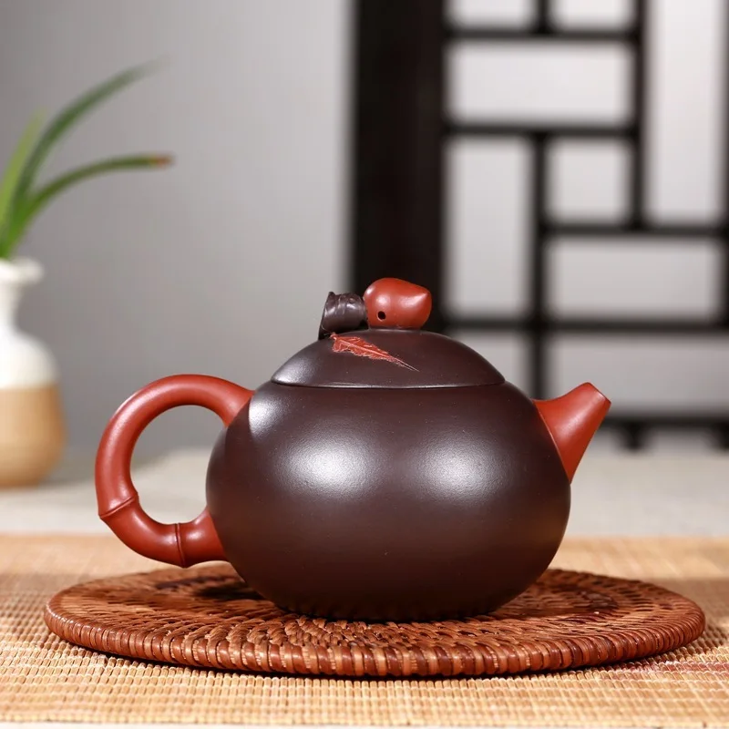 Из фиолетовой глины двойной цвет Xishi/бамбуковый лист завод Gu Pengcheng цена чайника и чайника