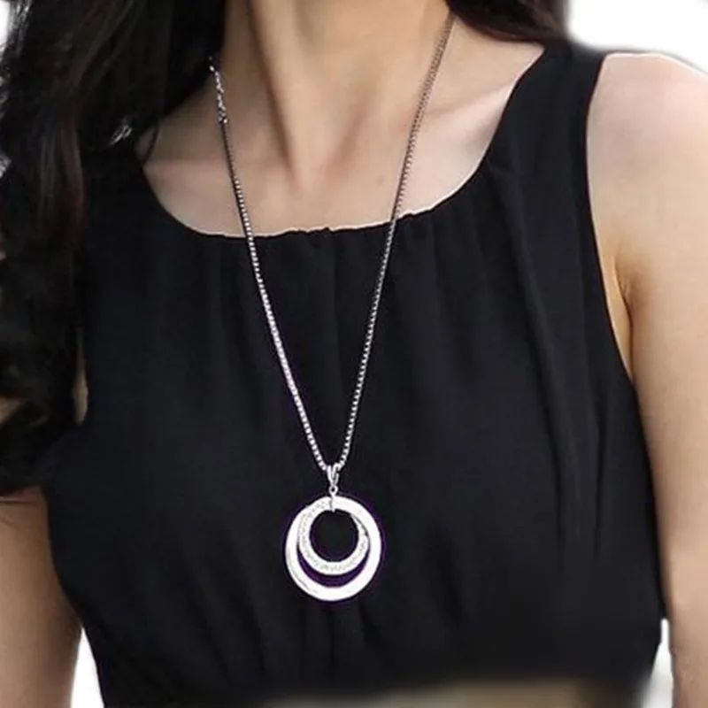 

All-match Fashionable Elegant Temperament Round Long Sweater Necklace & Pendants