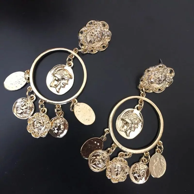 Модные Винтажные металлические серьги-подвески в стиле ретро с монетами и