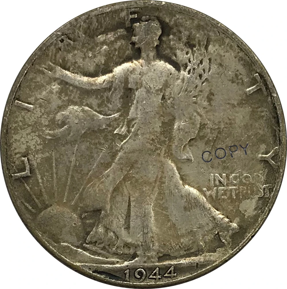 

D 1944 United States Walking Liberty Half Dollar Cupronickel Plated Silver Collectibles Copy Coins