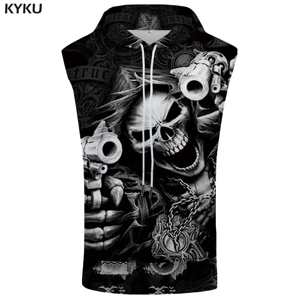 Tank Top 04 Бренд KYKU, толстовка без рукавов с черепом, хип-хоп пальто, панк рубашка, рок бодибилдинг, пистолет, толстовка, жилет, Мужская одежда, мужская 3d печать - Цвет: Tank Top 04