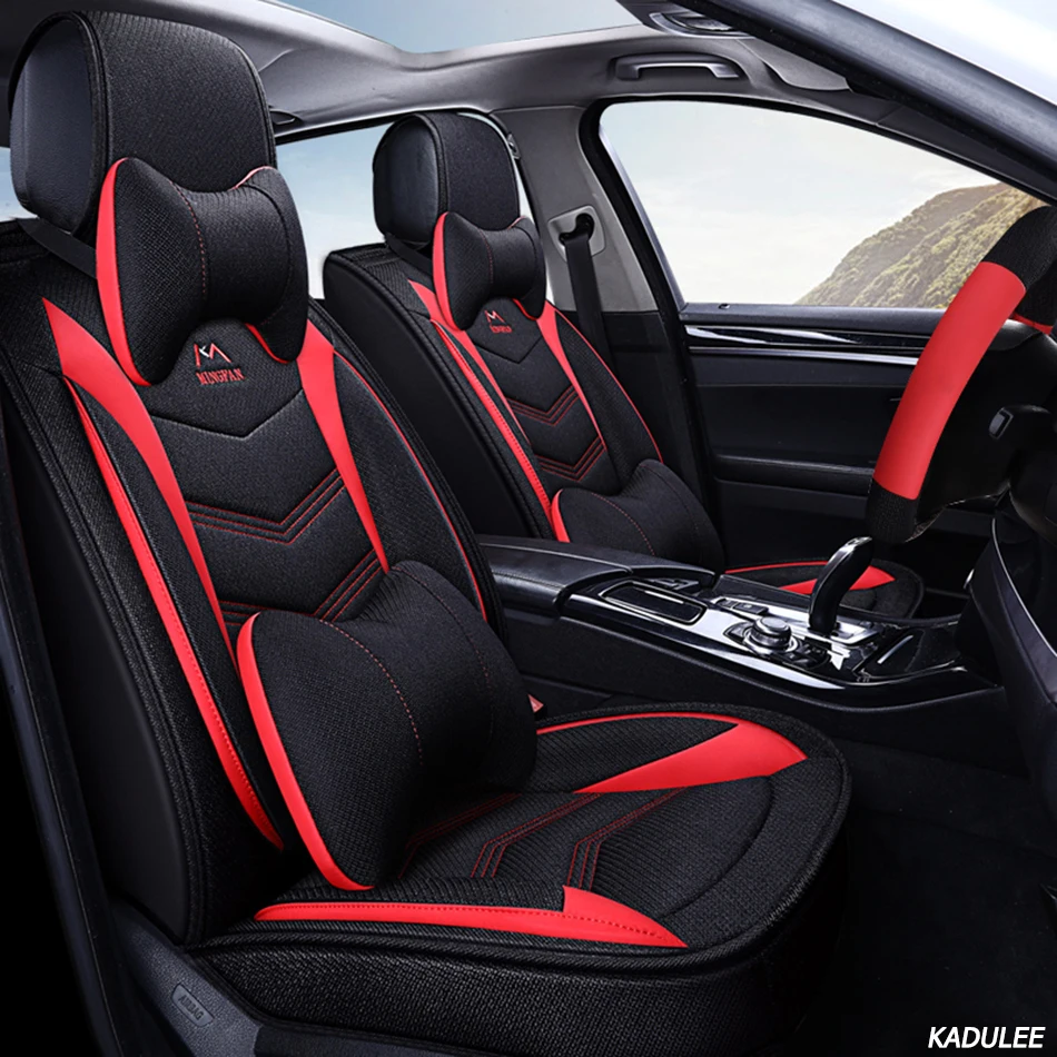 KADULEE льняные автомобильные чехлы для Mitsubishi Lancer Outlander Pajero Eclipse asx автомобильные аксессуары стильные чехлы для автосидений