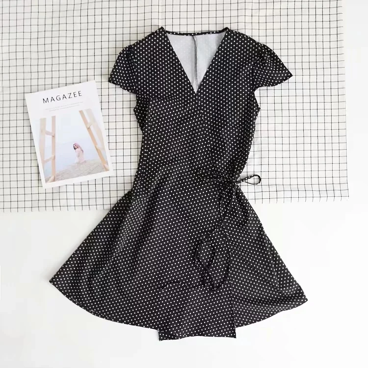 Women V Neck Short Sleeve Wrap Dress In Floral