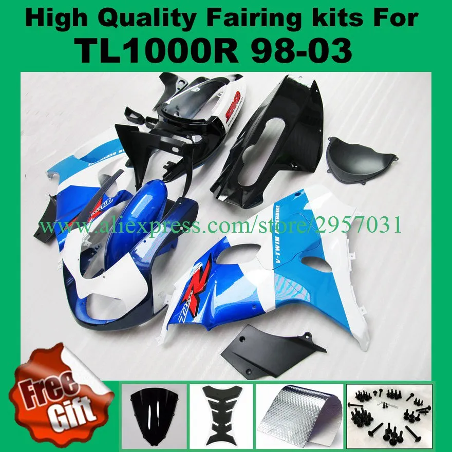 

9Gifts, Fairings for SUZUKI TL1000R 1998 1999 2000 2001 2002 2003 TL1000 R 98 99 00 01 02 03 ABS Fairing kits blue white black
