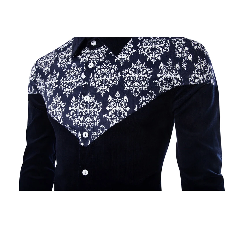 Винтаж Для мужчин рубашка с цветочным узором длинные рукава брендовая одежда