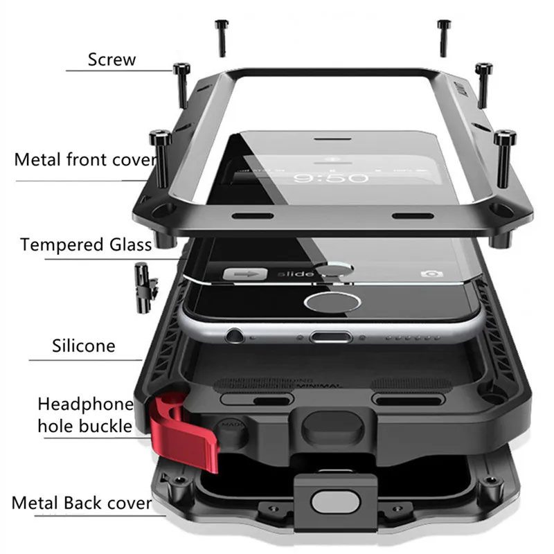 Armor Case Shock Anti Drop Shockproof Metal Aluminum + Silicone Protective Cover For iPhone X 5 5S 6 6S 7 8 Plus 10 |