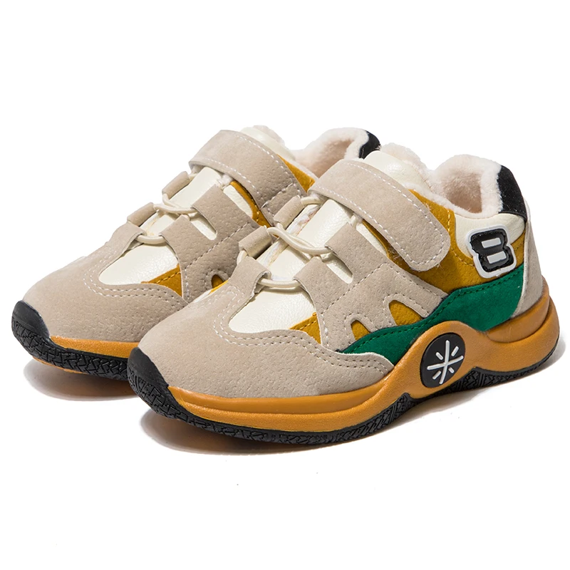Winter Boys Warm Thick Black Running Shoes Kids Fashion Sport Sneakers Baby Girls Pink Leather Casual | Детская одежда и обувь