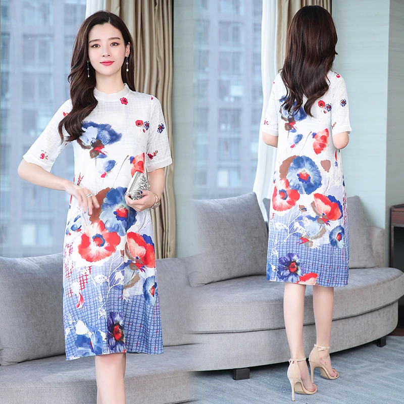 2019 весна лето Модная женская одежда свободная плюс размер с коротким рукавом