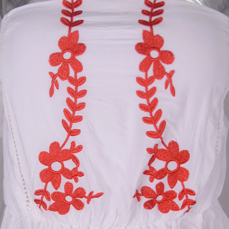 2018 новые летние женские Высокая талия обтягивающее платье Хлопковое Вышитое