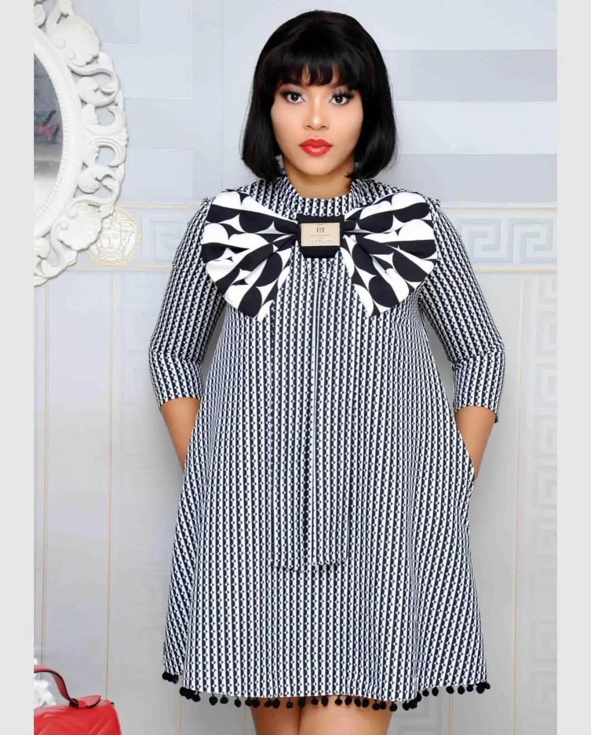 Женские длинные платья в полоску с принтом Дашики свободные эластичным рукавом и