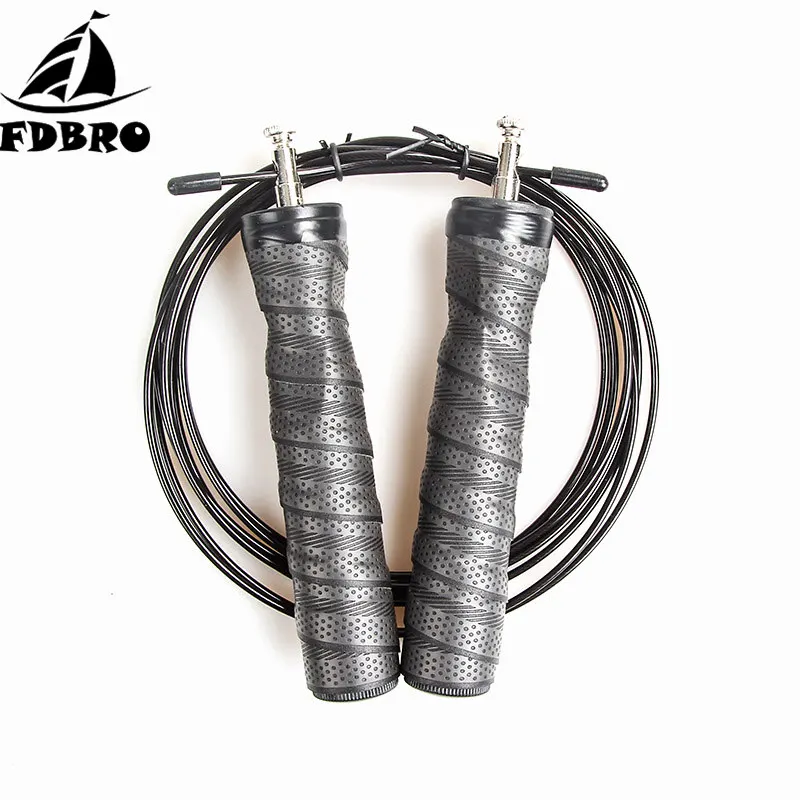 

FDBRO Ball Bearings Anti-Slip Handle for Double Unders Crossfit Jump Rope Skip Speed Weighted Jump Ropes with Extra Speed Cable