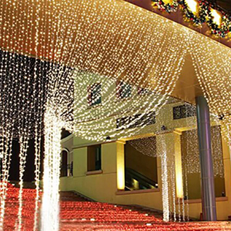 8x3m 8x4m LED Icicle Curtain String Fairy Lights Christmas Holiday Lights Garlands For Wedding/Party/Curtain/Garden Decorations