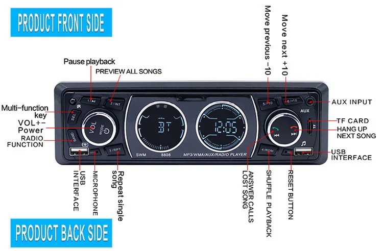 Bluetooth автомобильный Автомобильный MP3 плеер стерео аудио с fm радио AUX TF карта U диск