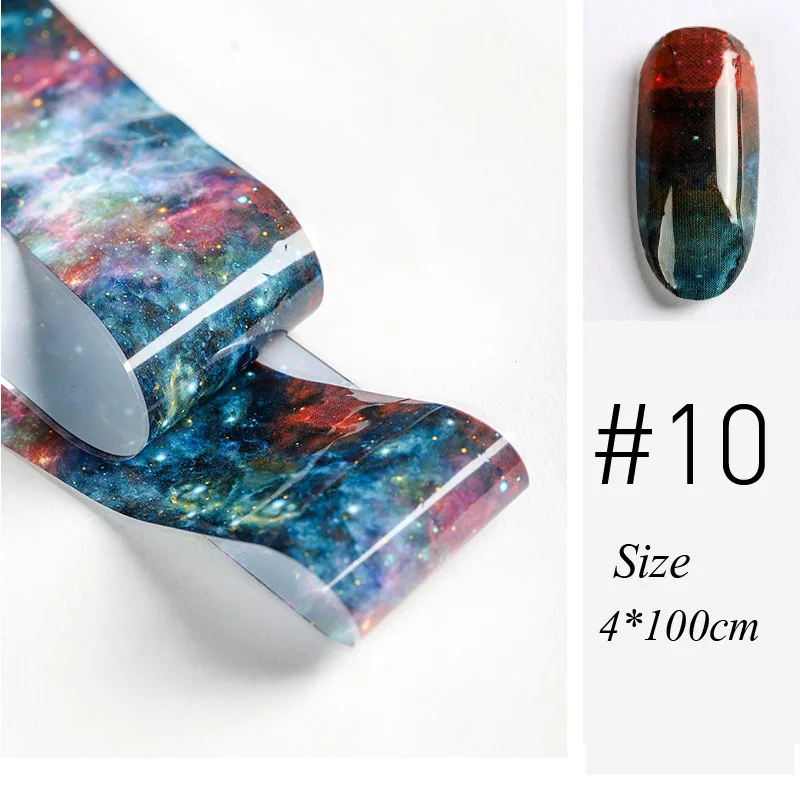 1pc color 10 10 colors Water Marble Effect Nail Foil Paper Fantasy Rainbow Starry Sky Transfer Foil Nail Art Sticker Manicure Decorations - Цвет: 1pc color 10