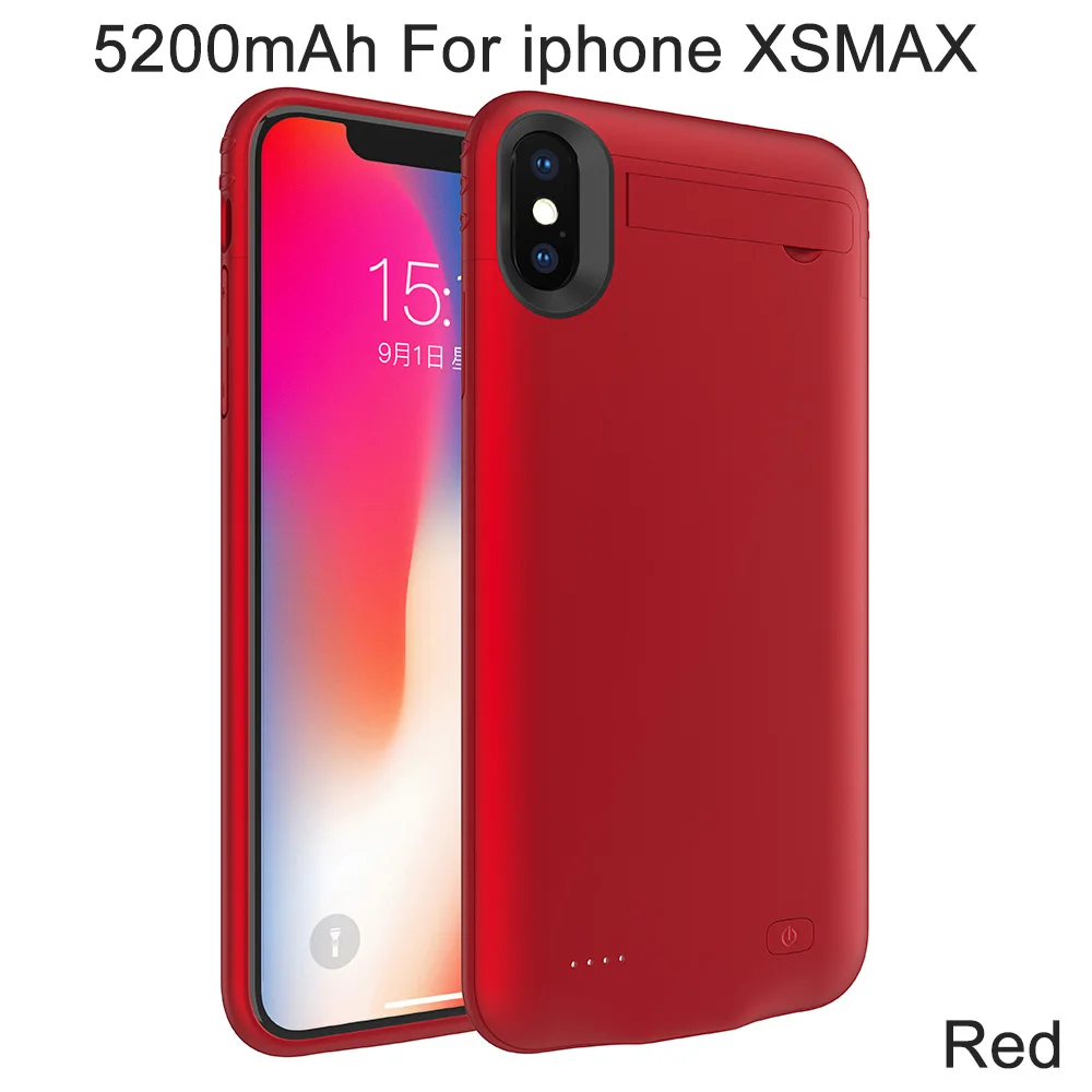 XGODY 5200 мАч умный чехол для аккумулятора для iphone XR XSMAX Внешний чехол для зарядки аккумулятора для iphone XR XSMAX с держателем для телефона - Цвет: 5200mAh For XSMAX