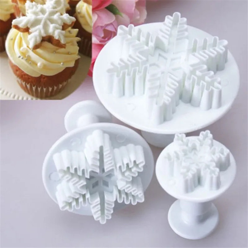 Комплект из 3 предметов Рождественская Снежинка печенья форма для fondant (сахарная)