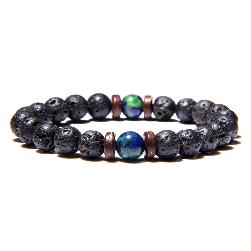 

Men Bracelet Black Onyx Bracelet Natural Lapis Lazuli Labradorite Lava Stone Bracelets For Men Wooden Charm Accessories Jewelry