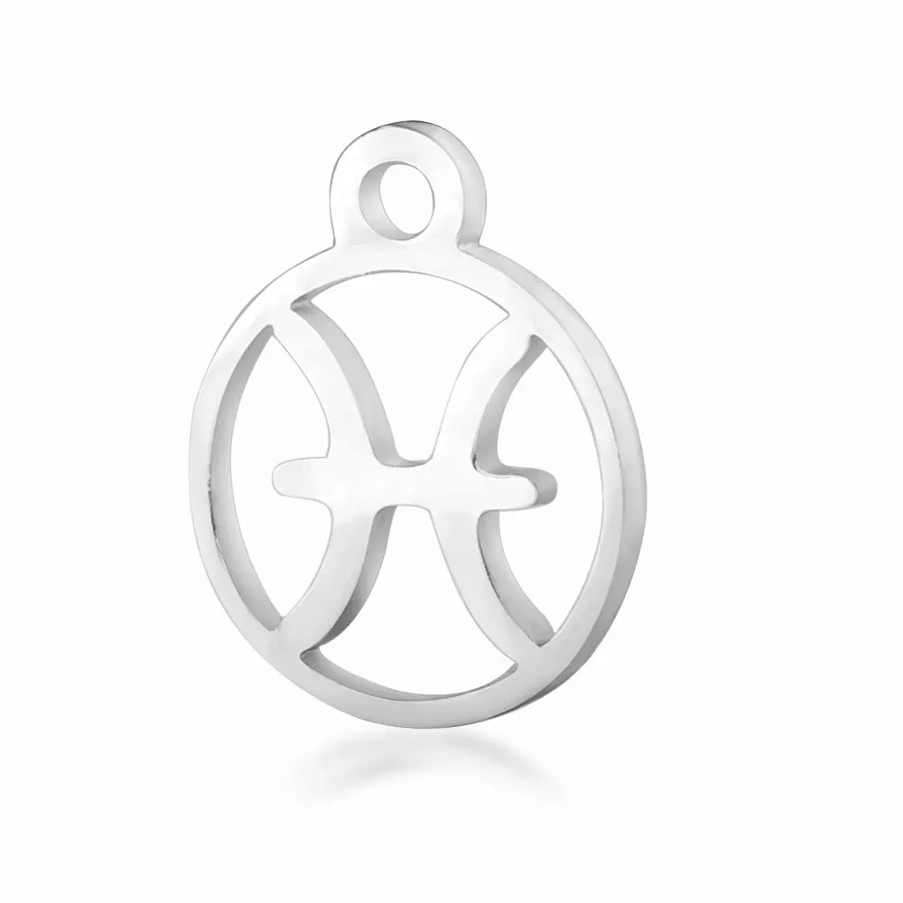 T505-12 10 шт./лот, нержавеющая сталь, лазерная резка, Знак зодиака, амулеты, стальная наклейка, значок, сделай сам, металлическая подвеска, амулеты для изготовления ювелирных изделий - Окраска металла: T505-12