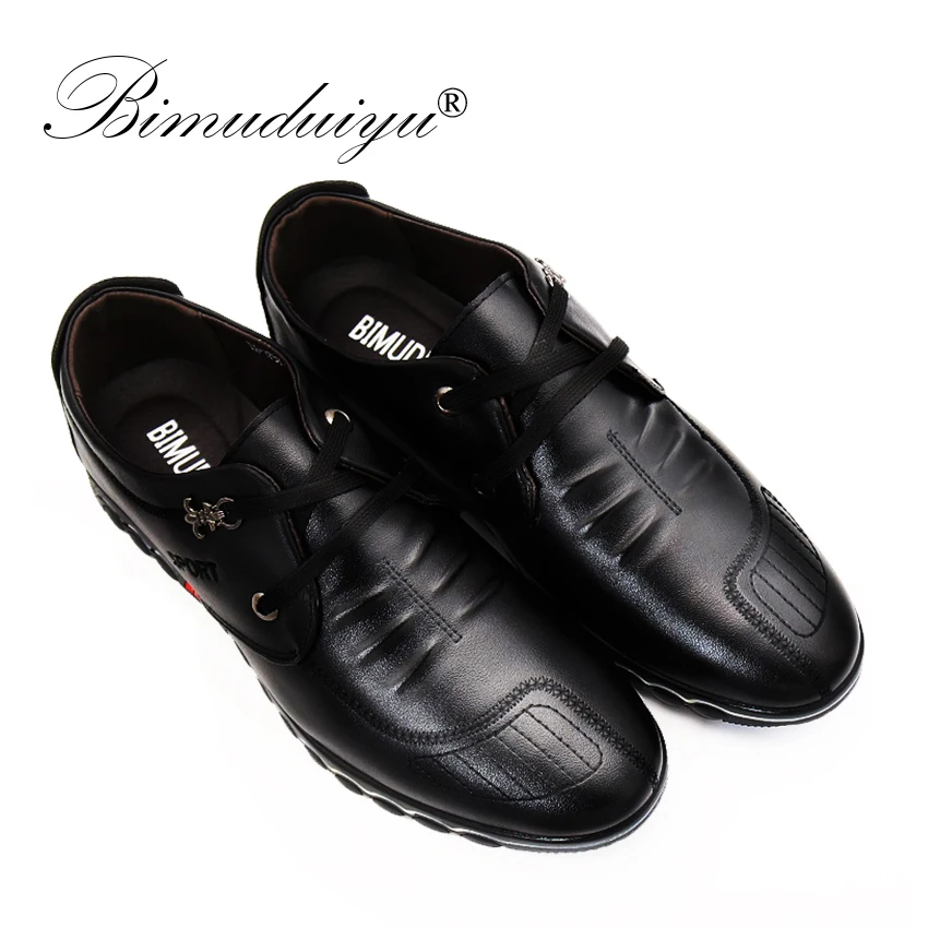 BIMUDUIYU 2019 Spring Fashion New Super Fiber Leather Soft Comfortable Men's Casual Shoes Portable Driving Laces Flats | Обувь