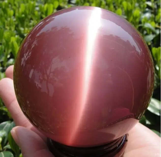 

60mm Hot Sell ASIAN. QUARTZ PINK CAT EYE CRYSTAL BALL SPHERE