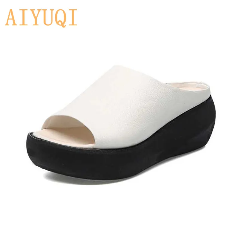 AIYUQI/женские шлепанцы на платформе Новинка 2020 года женские сандалии из 100%