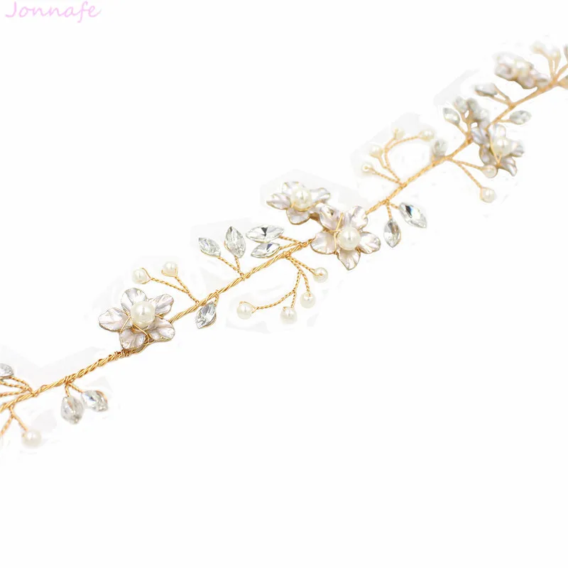 Jonnafe Women Headpiece Gold Flower Crystals Wedding Bridal Headband Hair Vine Bridesmaid Accessories | Украшения и аксессуары