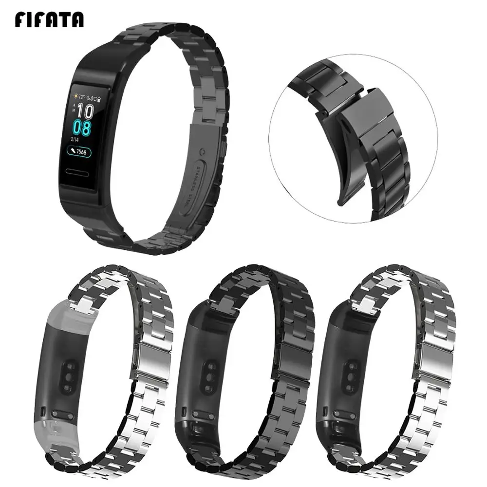 FIFATA металлический ремешок для Huawei Band 3 Безвинтовой браслет из нержавеющей стали