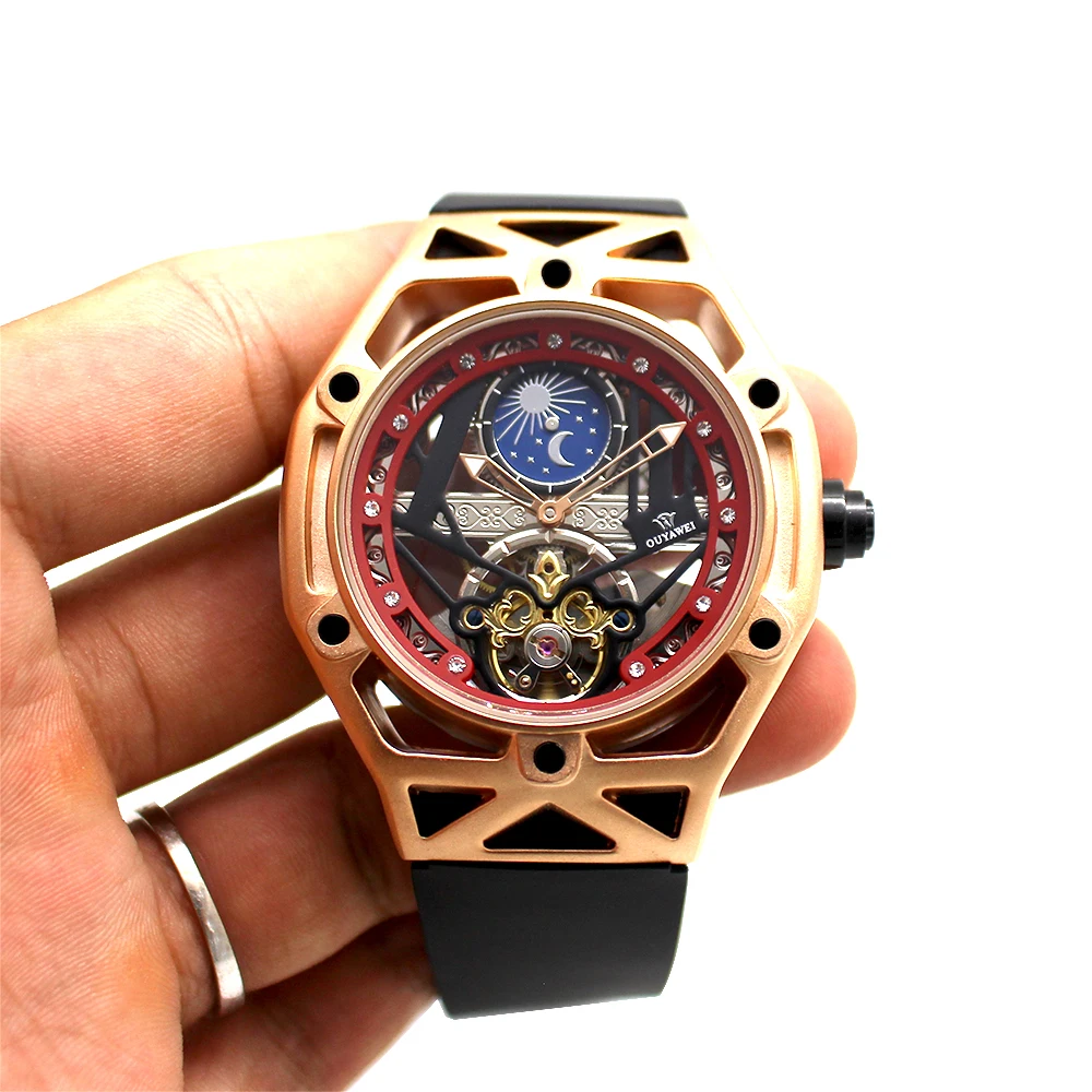 Top Brand Luxury Silicone Special Skeleton Tourbillon Watch Automatic Mechanical Sport Men Relogio Masculino OYW | Наручные часы