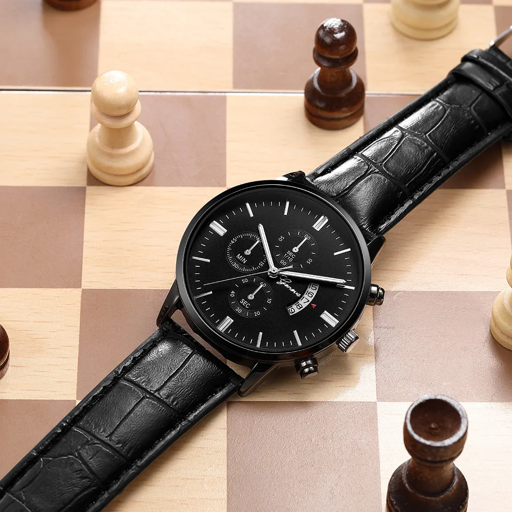 Мужские кварцевые часы из нержавеющей стали Wd3sea2 модные деловые с кожаным