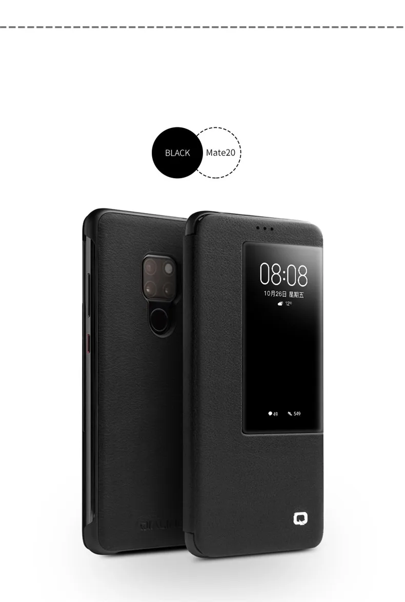 QIALINO роскошный флип-чехол из натуральной кожи для huawei mate 20, Стильный Ультратонкий чехол ручной работы с умным обзором для mate 20 Pro